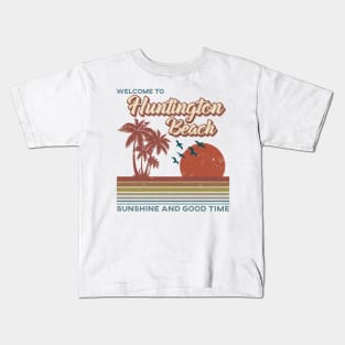 Huntington Beach Retro Sunset - Huntington Beach Kids T-Shirt